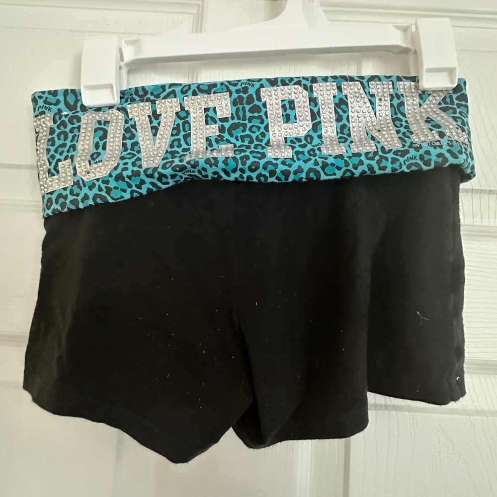 Vintage Rare Victoria’s Secret PINK Blue Cheetah Print Bedazzled Short Shorts